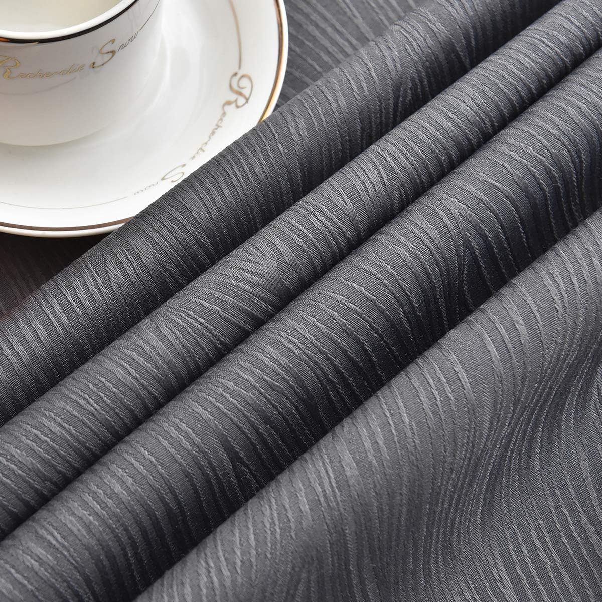 maxmill Round Jacquard Tablecloths Swirl Pattern Spillproof Wrinkle Free Heavy Weight Soft Table Cloth for Circular Table Cover of Buffet Banquet Parties Holiday Dinner Round 90 Inch Charcoal