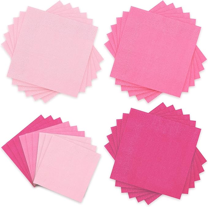 Whaline 150 Pack Pink Napkins 6.5 x 6.5 Inch 3 Colors Luncheon Napkin Pink Theme Disposable Paper Dinner Napkins for Party Celebration Gathering Supplies Table Decorations