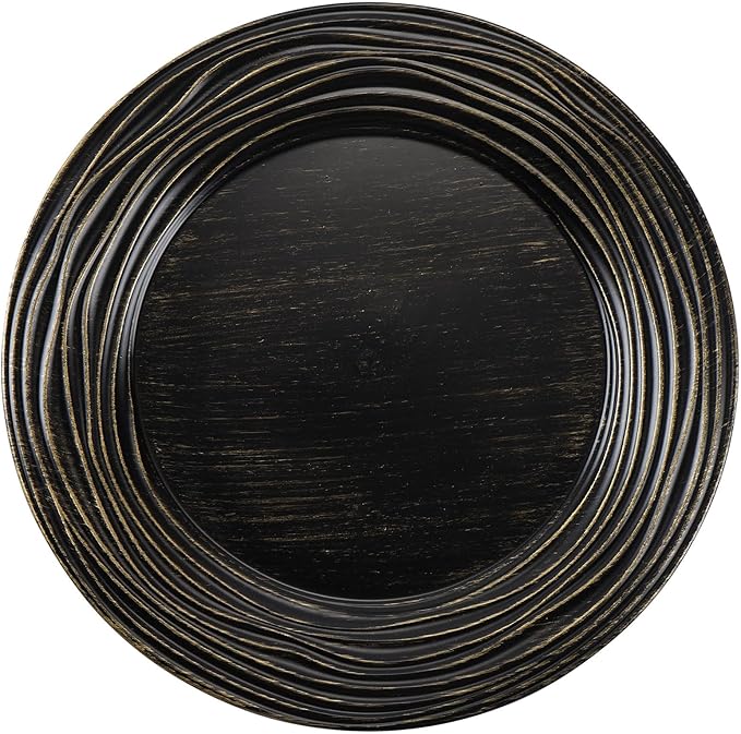 13 Inch Round Charger Plates, Set of 6, Dinner Chargers Bulk Wedding (Vintage Black)