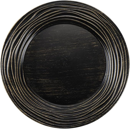 13 Inch Round Charger Plates, Set of 6, Dinner Chargers Bulk Wedding (Vintage Black)