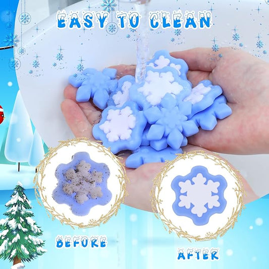 Jerify 100 Pcs Snowflake Winter Fidget Toys Frozen Party Favors Winter Stress Balls Bulk Soft Sensory Fidget Sticky Toys Ice Skating Cute Party Favors for Goodie Bag Stuffers