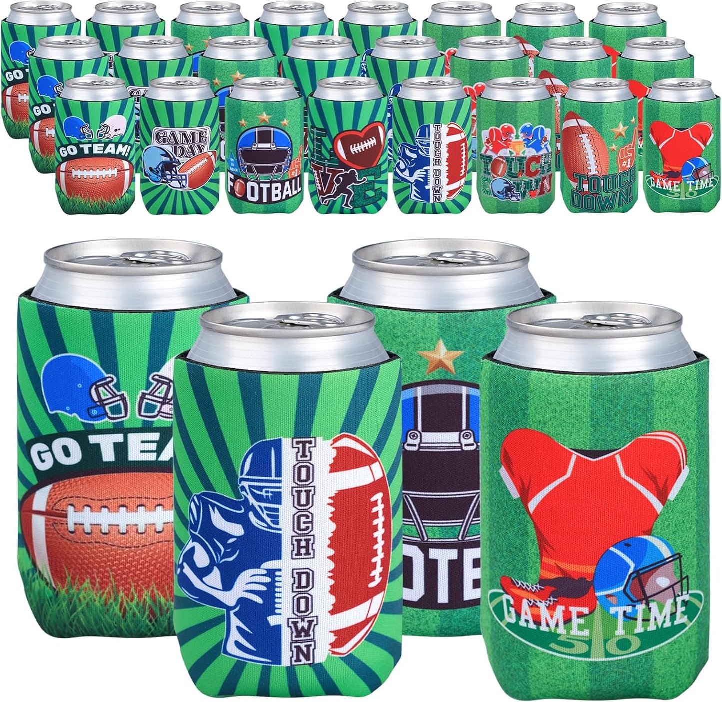 Football Party Decorations,24 Pcs Can Sleeves Neoprene Insulator For Super Bowl Game Day Decorations And Football Party Favors
