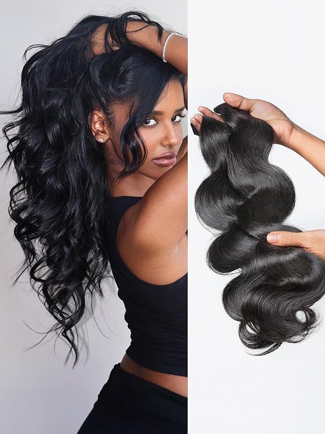 LUVME Body Wave Seamless Clip in Hair Extensions 2 Pack 220g, 14 Inch Natural Black, 100% Real Remy Human Hair, Soft Full Volume, Easy Clip Ins for Daily Wear, Work, Parties & Weddings