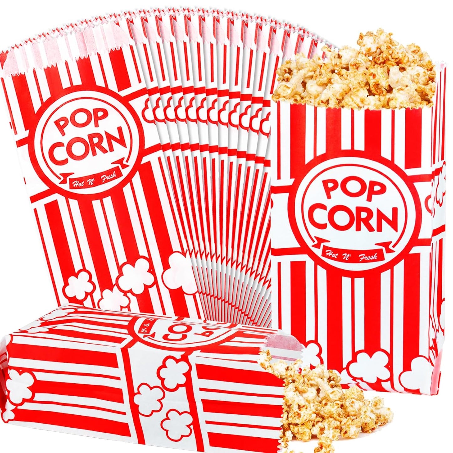 300pcs Paper Popcorn Bags for Party, 1 Oz Small Vintage Individual Servings Popcorn Container Pop Corn Bags Bulk for Popcorn Machine Accessories Supplies Movie Nights (300)