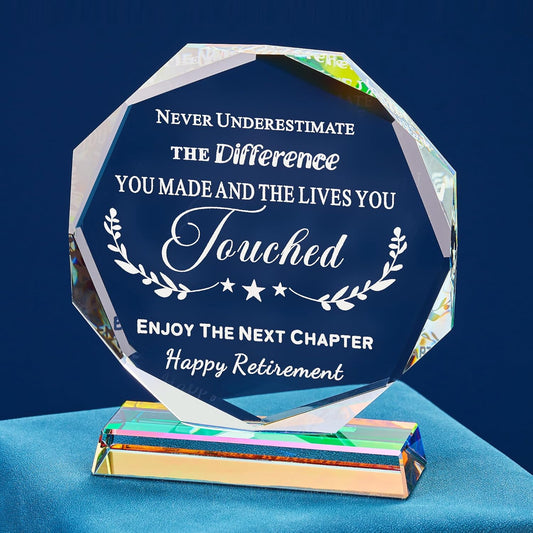 Retirement Gifts for Men Women 2025 Happy Retire Present Decorations Crystal Plaque Keepsakes Best Retirement Gift Ideas for Boss Coworker Retired Teacher Doctor