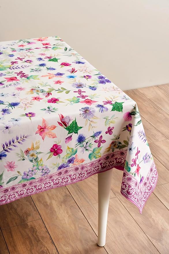 Maison d' Hermine Table Cloth Rectangle Table 100% Cotton 60 x 108 Inches Tablecloth Reusable Decorative for Dining Room Farmhouse Home Valentines Day Decorations Spring Summer - Chardon