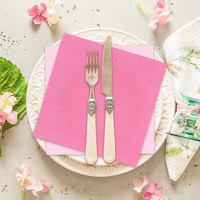 Whaline 150 Pack Pink Napkins 6.5 x 6.5 Inch 3 Colors Luncheon Napkin Pink Theme Disposable Paper Dinner Napkins for Party Celebration Gathering Supplies Table Decorations