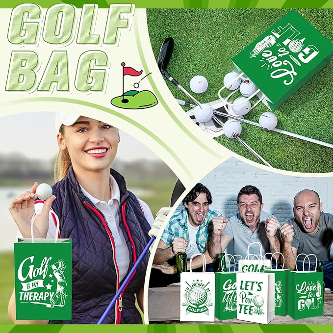 Resholder 30 Pcs Golf Party Favor Bags Sports Themed Party Decorations Golf Goodie Gift Bags with Handles Portable Candy Treat Pouch for Kids Boys Golfers Birthday Supplies