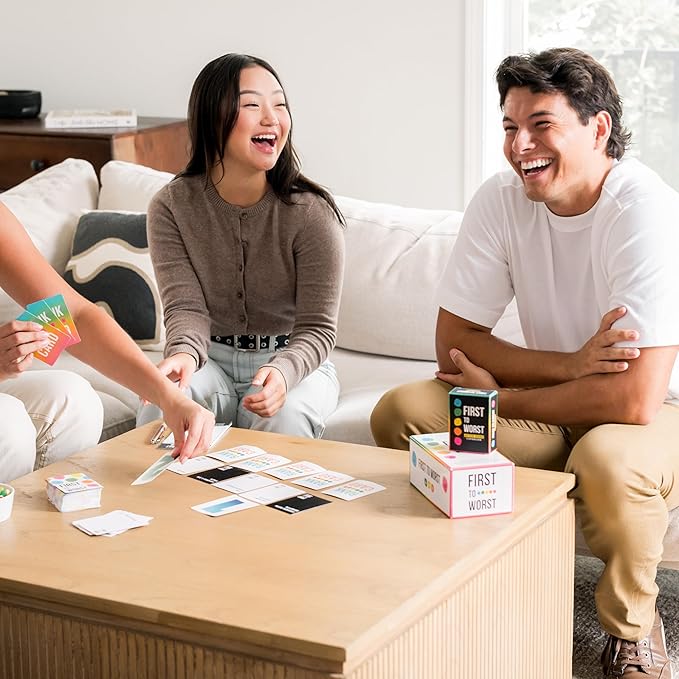 FIRST TO WORST Party Game + After Dark Expansion Set - Card Game About How Your Friends & Family Rank Things, Stocking Stuffers & Board Games Night with Polarizing Priorities