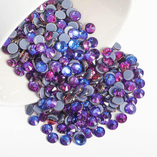 Beadsland Hotfix Rhinestones, 2880pcs Flatback Crystal Rhinestones for Crafts Clothes DIY Decorations, Purple Velvet, SS10, 2.7-2.9mm