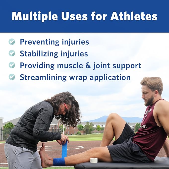 PowerFlex – Self-Adhering Sports Wrap for Injury Prevention & Post-Injury Stability – Medical-Grade, Sweat & Water Resistant First Aid Wrap for Athletes - Black, 2 inch, 6 Rolls