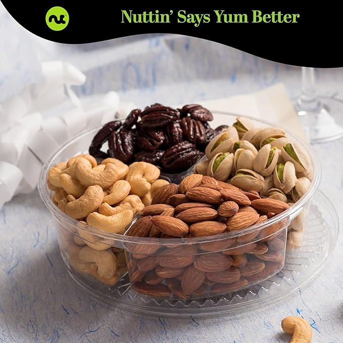 NUT CRAVINGS - Halloween Treats For Adults Mixed Nuts Gift Basket in Green Gold Box (4 Assortments) Holiday Xmas Christmas Food Arrangement, Healthy Snack Care Package, Food Assortments