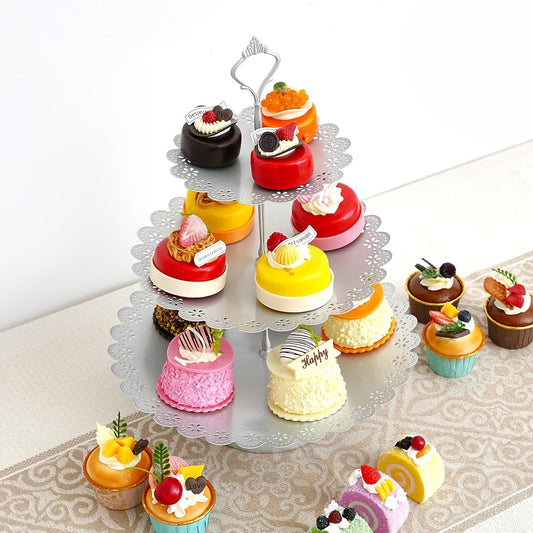 11 Pcs Silver Metal Cake Stand Set, Dessert Table Display Set for Party, Cupcake Stand and Candy Table Display Sets for Wedding, Birthday Celebration