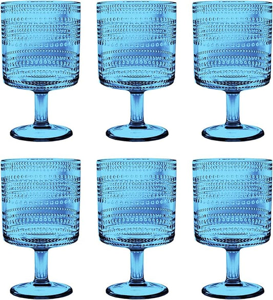 Beaded Stacking Goblet, Indoor/Outdoor, Cobalt Blue, 14.8 oz., Set of 6