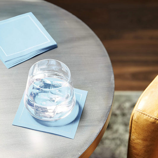 Five Star Napkins Luxury Cotton Cloth Cocktail Napkins - Bar Napkins, Party Napkins, Beverage Napkins, Events, Holiday, Wedding, Birthday, Parties - 4.5" x 4.5" - Disposable (50 x) Sky Blue