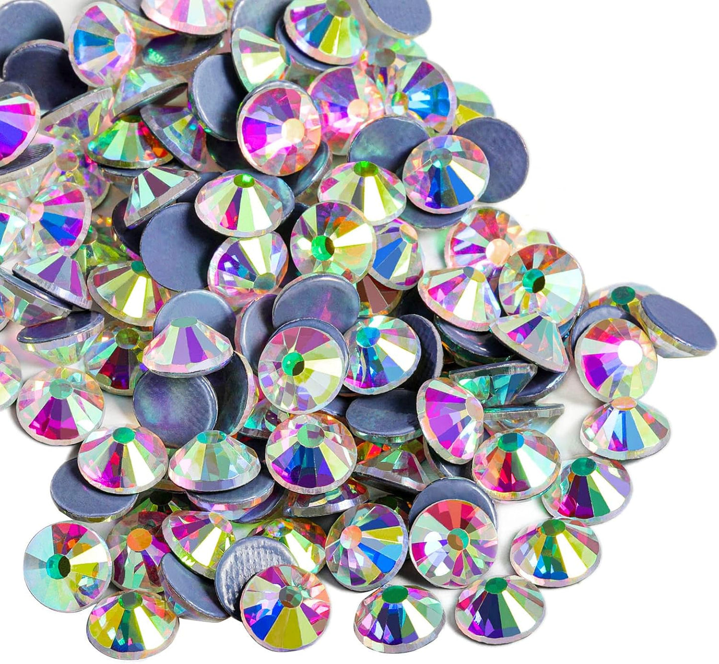 Beadsland Hotfix Rhinestones, 2880pcs Flatback Crystal Rhinestones for Crafts Clothes DIY Decorations, Crystal AB, SS8, 2.3-2.5mm