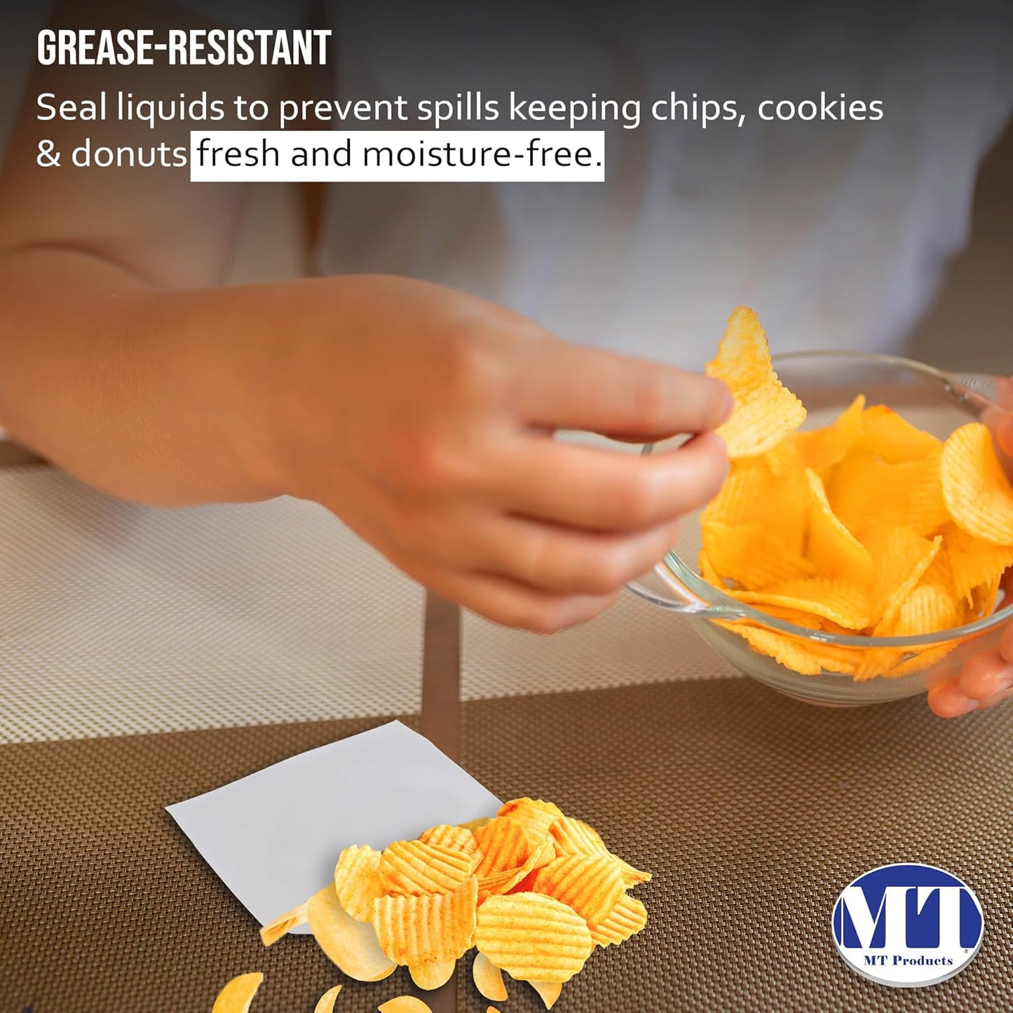 MT Products White Wax Cookie Bags 6" x 4.5" - Grease Resistant Paper Bakery Bags - Pack of 150