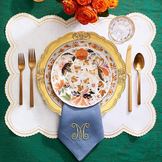 Spsyrine Gold Charger Plates, Set of 6 Scalloped Chargers for Dinner Plates, 13" Embossed Plastic Chargers for Wedding, Banquets, Party