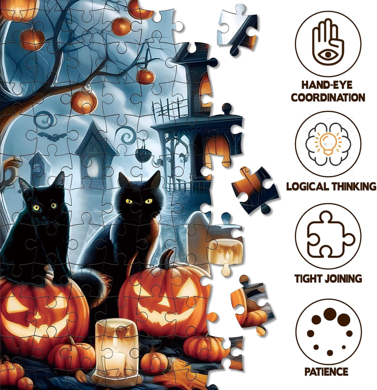 1000 Piece Halloween Puzzles for Adults Kids: Haunted House Mansion Puzzle Party Game Toy Gifts for 3+ Years Old Boys Girls Halloween Nightmare Before Christmas Jigsaw Puzzle for All Ages