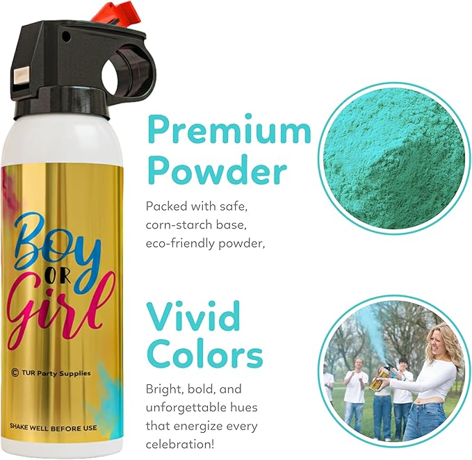 Baby Boy Gender Reveal Fire Extinguisher Smoke Bombs Powder Cannon | 2 Pack Blue | Fireworks Alternative | Biodegradable | Decorations for Photoshoots, Celebrations, Parties | TUR Party Supplies