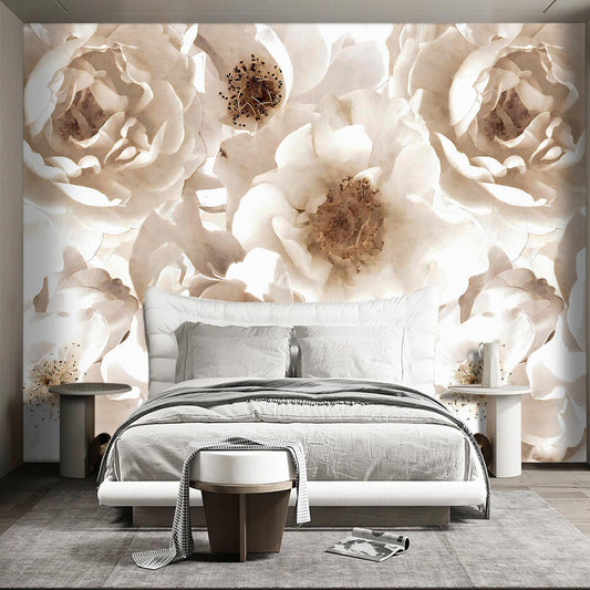 Floral wallpeper for Girls Bedroom Modern Flower Living Room Wall Mural - 137"x96"（Not Peel and Stick）