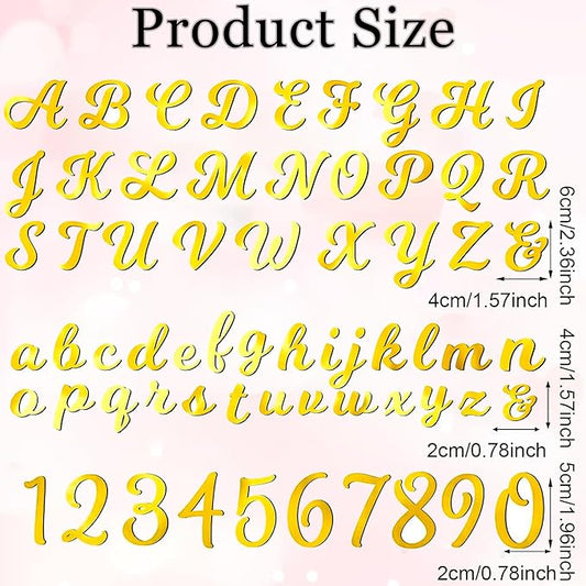 64 Pcs Acrylic Number Alphabet Cake Topper DIY Personalized Name Cupcake Toppers with A-Z Letter 0-9 Number Happy Birthday Set Suitable for Wedding, Birthday, Party Decoration (Gold)