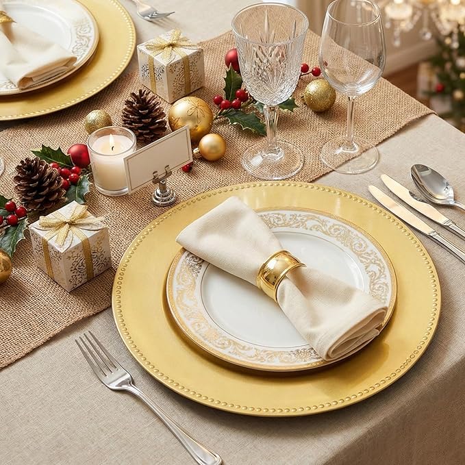 12 pcs Gold Charger Plates