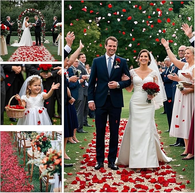 Fortunate Flowers Real Rose Petals Red for Wedding Table, 1.2oz/35g Preserved Red Forever Dried Flower Petals for Flower Girl Basket Romantic Night Wedding Proposal Centerpeice Shower Party Decor