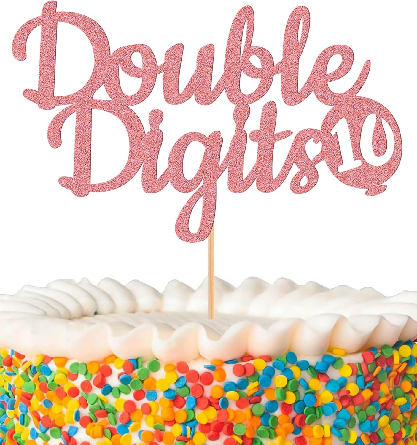 Double Digits 10 Cake Topper - Glitter Pink 10th Birthday Cake Decorations, Happy 10th birthday Cake Decor (Pink)
