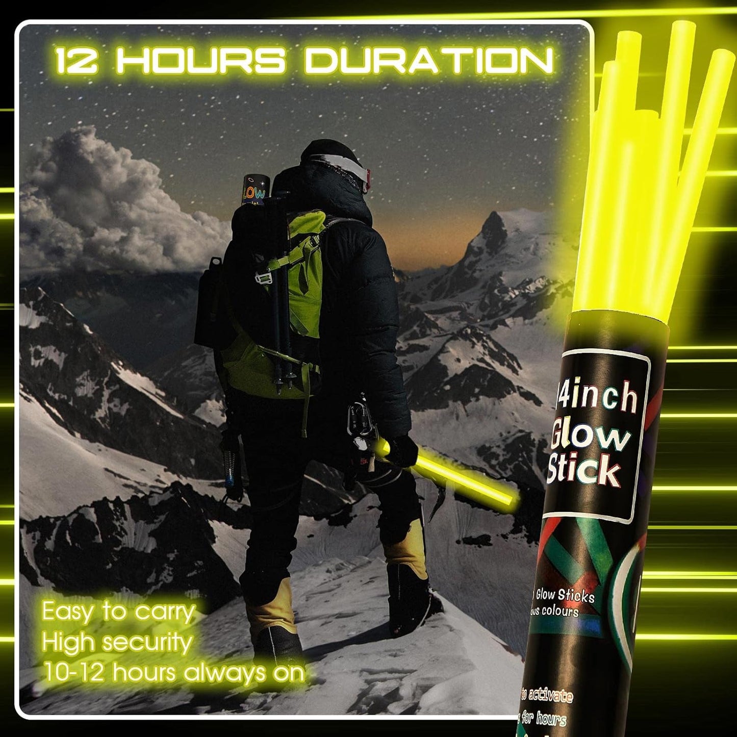 Lewtemi 10 Pcs Large Glow Sticks Big Giant Jumbo Halloween Christmas Emergency Light Stick for Camping Accessories, Survival Kit