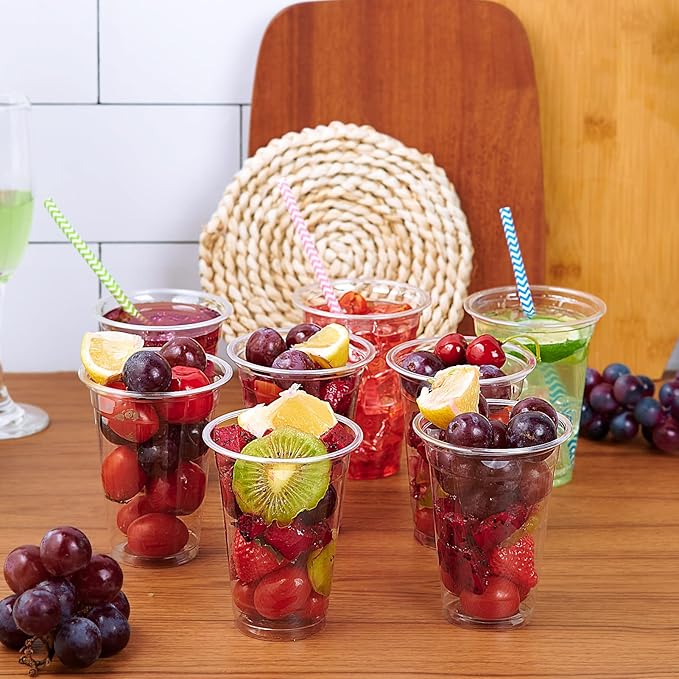 Lilymicky 300 Pack 10 oz Clear Plastic Cups, PET Disposable Drinking Cups Perfect for Birthday Parties, Ceremonies, Events