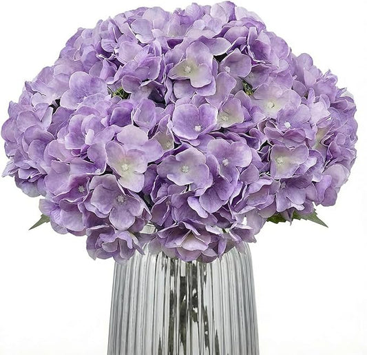 2Bouquets Artificial Fake Flowers Plants Silk Hydrangea Arrangements Wedding Bouquets Decorations Plastic Floral Home Kitchen Garden Party Festival Bar DIY (Lavender,5 Flower Heads)
