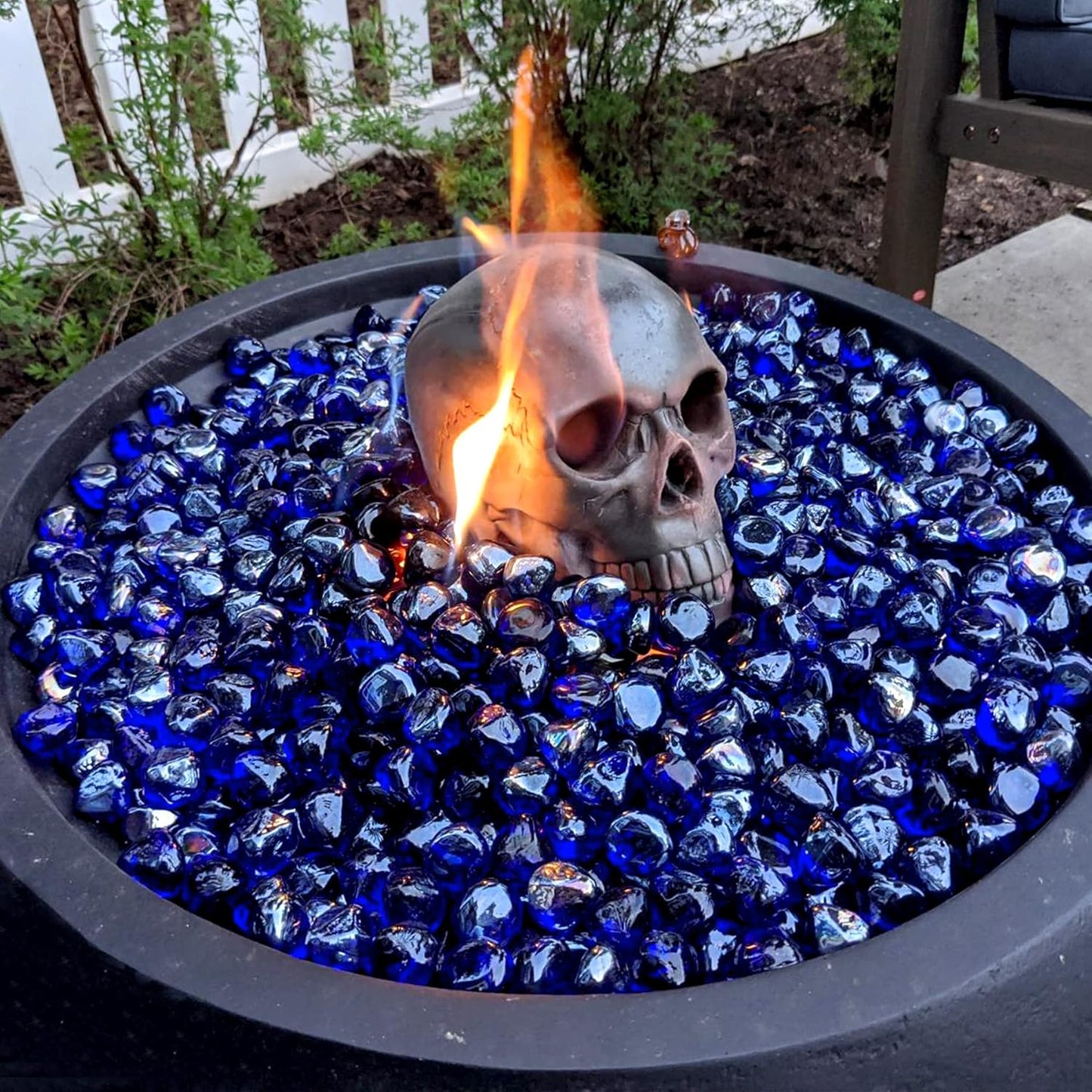 Mr. Fireglass 10 Pounds Blended Fire Glass Diamonds for Fireplace Fire Pit & Lanscaping - 1 inch High Luster Cobalt Blue Fire Rocks