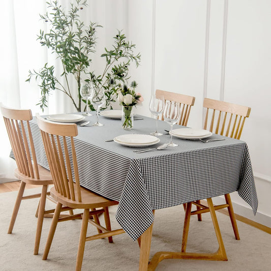 maxmill Checkered Rectangular Tablecloth Water Resistance Antiwrinkle Spillproof Heavy Weight Soft Gingham Plaid Table Cloth for Buffet Banquet Parties Holiday Dinner, 60 x 104 Inch Black White