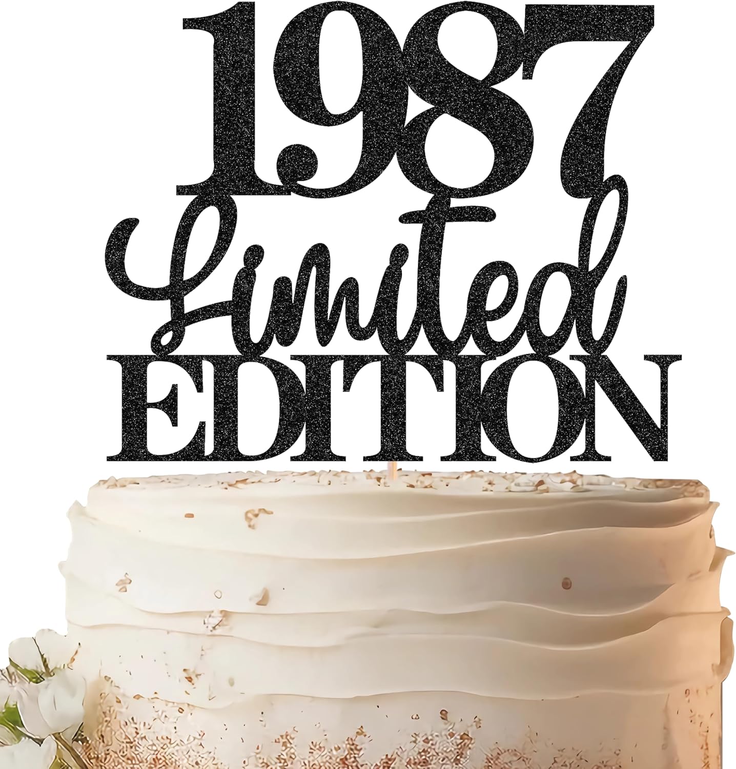 Limited EDITION 1987 Cake Topper - Black Glitter Happy 38th Birthday Party Cake Decoration Supplies, Cheer to 38 Years Cake Bunting Decor for 38th Birthday Party Photo Booth Props