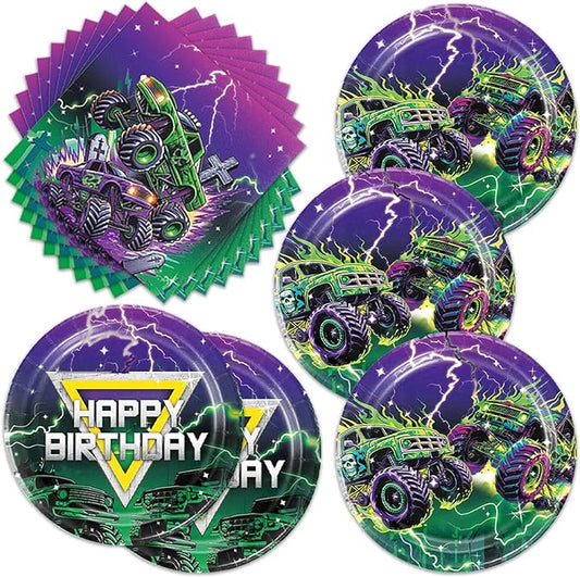 40pcs Trucks Party Supplies Trucks Birthday Party Decorations Plates and Napkins for 20 Guests Trucks Theme Party for Boys