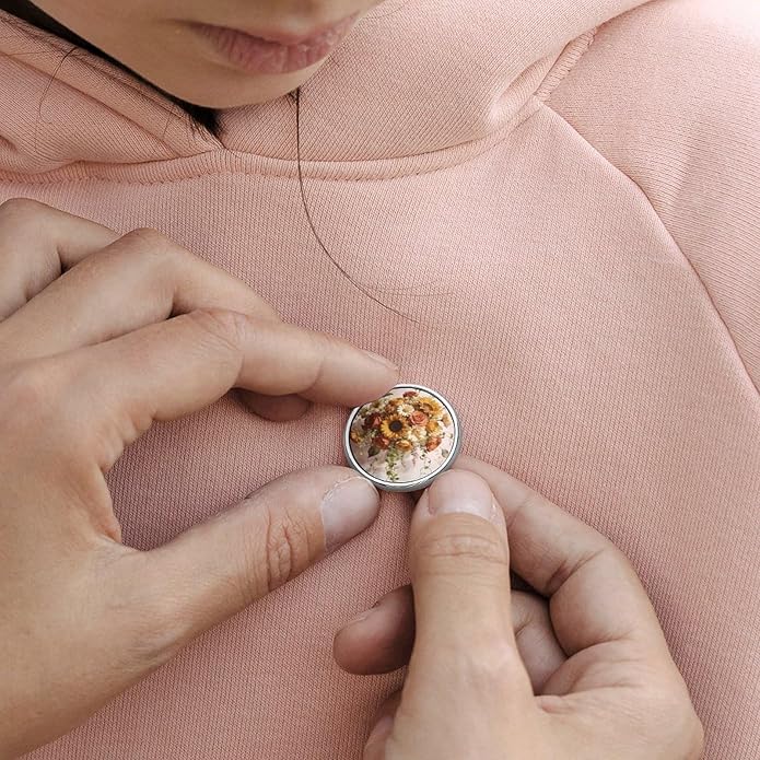 1PCS Boho Floral Decoration Brooches,Round Badge 1in,Round Metal Pinback Badge for Celebration Activity Party Favor Supplies Clothe Bag Accessories