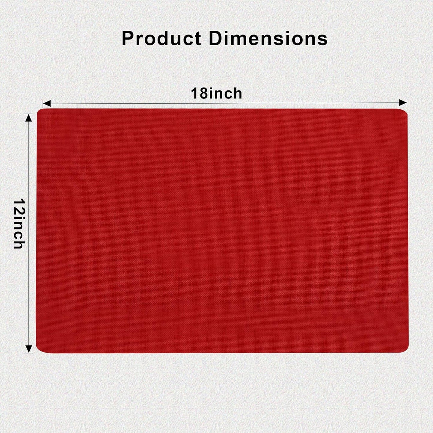 SLKQG Red Linen-Look Fabric Placemats Set of 6, Heat Resistant & Machine Washable Double-Layered Cloth Placemats for Dining Table, Indoor/Outdoor Use, Non-Slip Kitchen Table Mats (6, Bright Red)