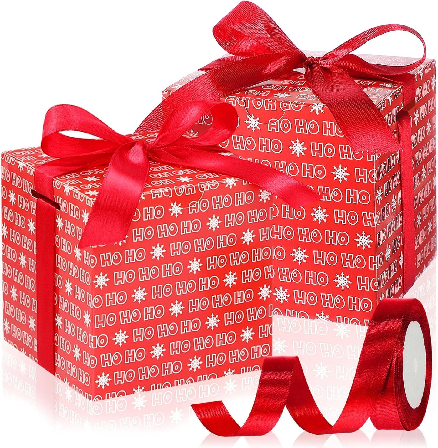Dispowreath 48 Pcs 4x4x4 Christmas Gift Boxes with Ribbon Xmas Small Box with Lids Treat Boxes for Gift Wrapping Ornaments Wedding Holiday Birthday Party Favor(HO)