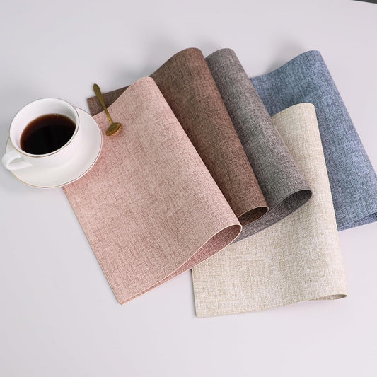 Placemats Set of 8 Washable Heat Resistant Place Mats PVC Woven Dining Table Mat Gray 8pcs