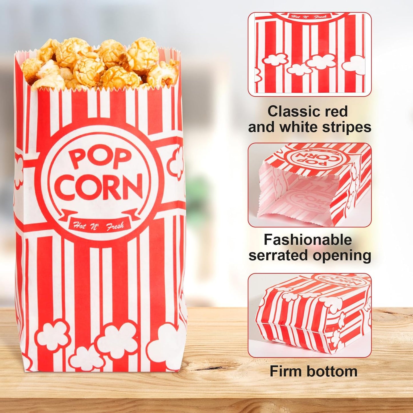 500pcs Paper Popcorn Bags for Party, 1 Oz Small Vintage Individual Servings Popcorn Container Pop Corn Bags Bulk for Popcorn Machine Accessories Supplies Movie Nights (500)