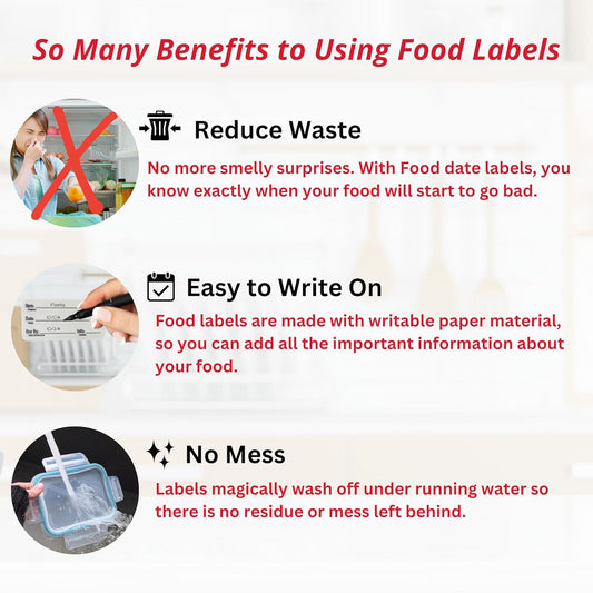 2x1 Dissolvable Food Labels, 500 Label Stickers, Bottle Labels for Storage Bins, Sticker Labels for Food containers, (500, Green)