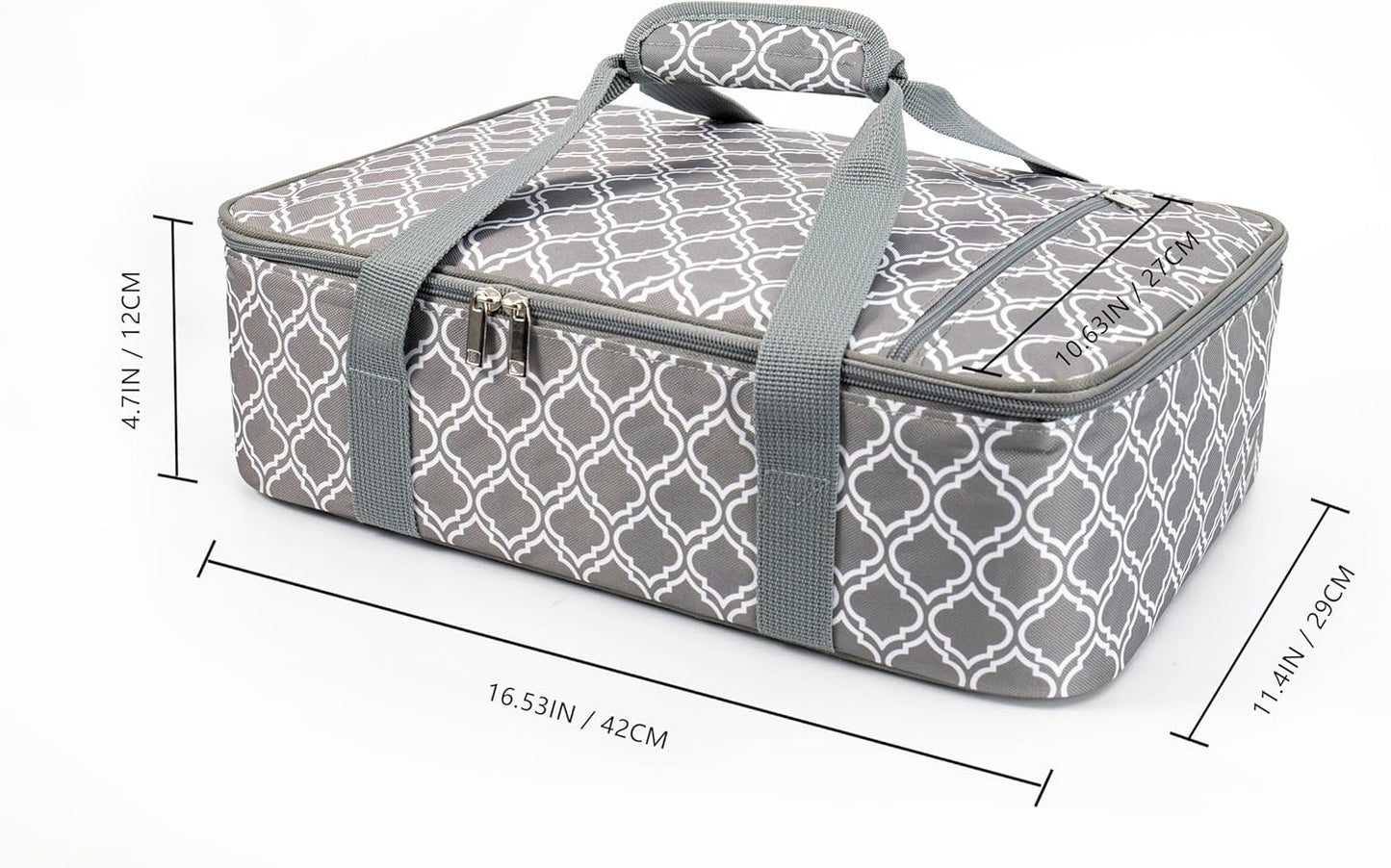 Insulated Casserole Carrier Fit 9"x13" Lasagna Baking Dish for Hot or Cold Food Transport,Thermal Lunch Warmer Tote Bag Upgrade add Fixing Strap for Gathering,Camping,Travel,Cookouts,Parties-Laurel