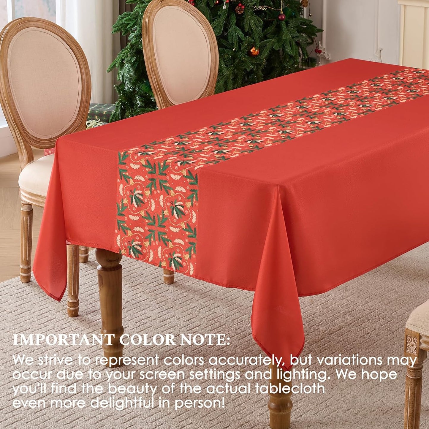 Christmas Tablecloth Rectangular 60x84 Inch Waterproof, Machine Washable Checkered Polyester Table Cover for Xmas Party, Winter Holiday Home Decoration in Festive Red 1pack