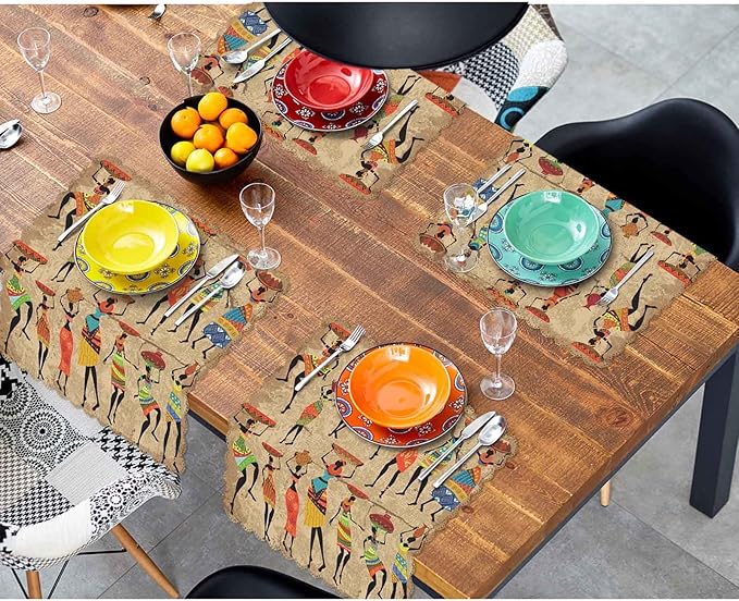 Yibeas African Woman Cloth Napkins Dinner Table Napkins Beautiful African Woman on Vintage Grunge Background Washable Reusable Napkins Set of 4 Home Holiday Party Wedding