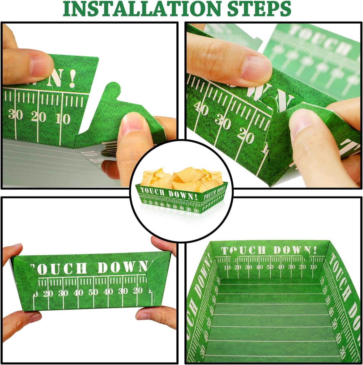 50Pcs Football Party Favors & Supplies - Paper Food Tray, Disposable Serving Boats for Football Birthday Party & Superbowl Decor