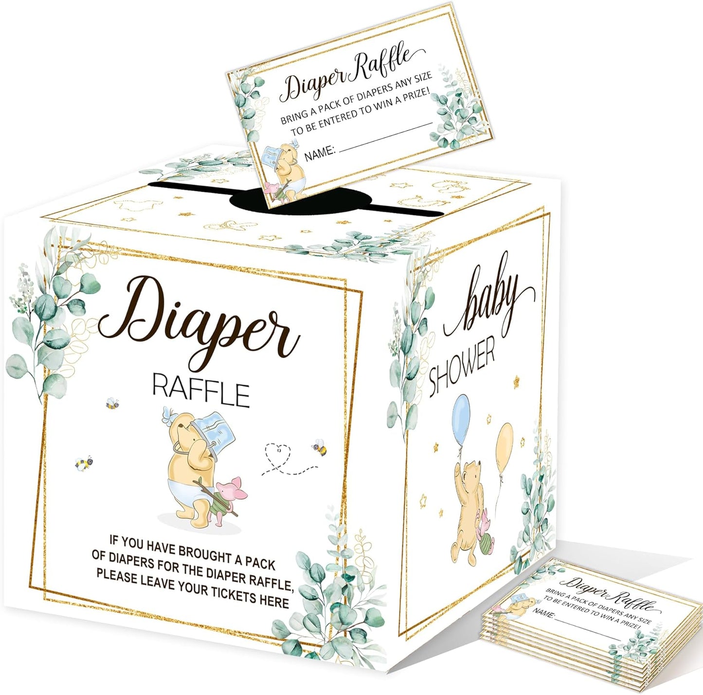 Winnie the Pooh Baby Shower Decorations-Winnie Baby Shower Decorations-Winnie Baby Shower Games-Pooh Party Decorations-Baby Shower Diaper Raffle Box
