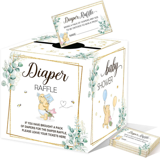 Winnie the Pooh Baby Shower Decorations-Winnie Baby Shower Decorations-Winnie Baby Shower Games-Pooh Party Decorations-Baby Shower Diaper Raffle Box