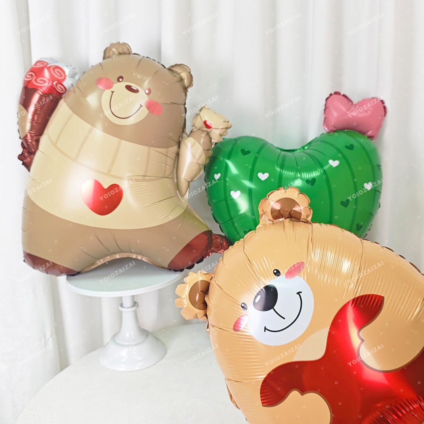 2pcs Bear Amimal Balloon Holding Roses In Hand Love Mood Letter Bear Mylar Foil Balloon For Boys Girls Bear Birthday Theme Valentine'S Day Confession Wedding Anniversary Party Decorations Suppiles