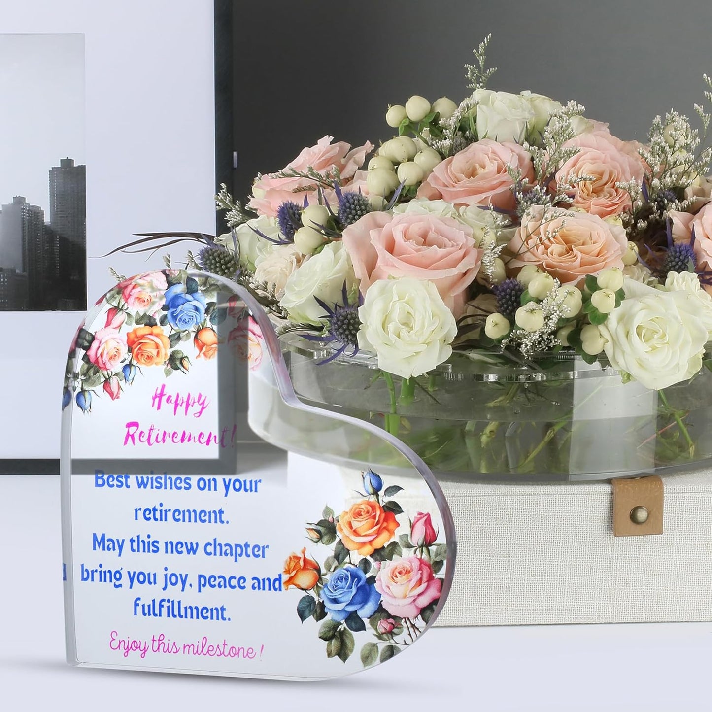 Retirement Gifts, Heart Shaped Acrylic Plaque, Retirement Gift for Woman, Retirement Gifts for Men, Ideal Gifts for Coworkers, retirement party decorations, 5.5" x 5.5"